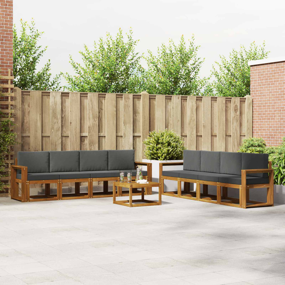 vidaXL Outdoor Sofa Set 9 pcs Natural Solid Acacia Wood