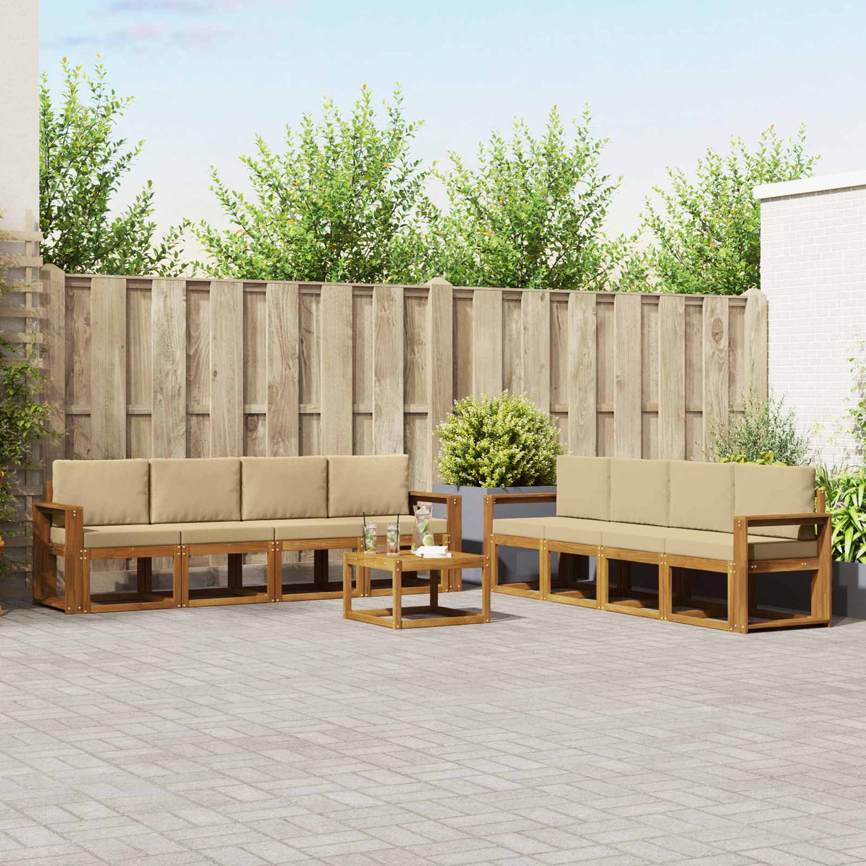 vidaXL Outdoor Sofa Set 9 pcs Natural Solid Acacia Wood