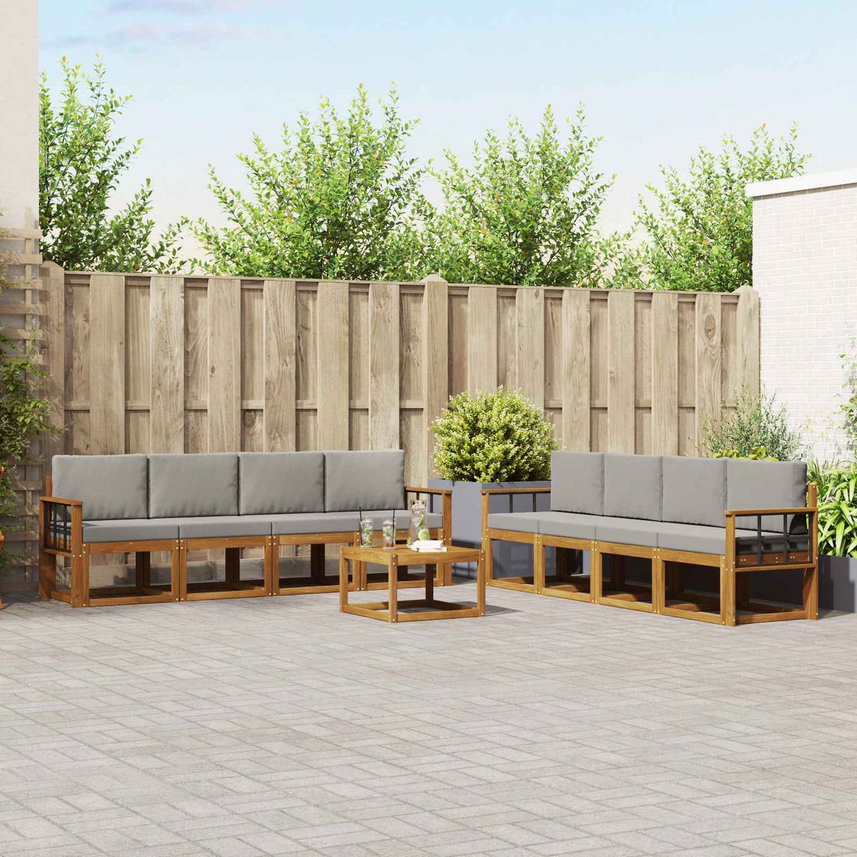 vidaXL Outdoor Sofa Set 9 pcs Natural Solid Acacia Wood