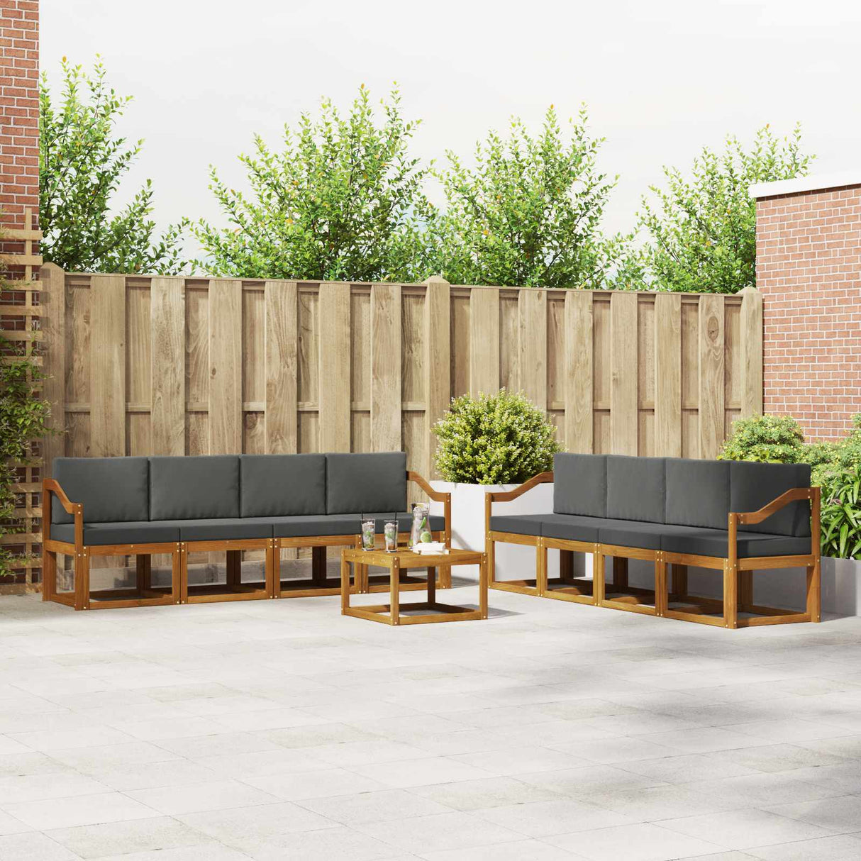 vidaXL Outdoor Sofa Set 9 pcs Natural Solid Acacia Wood