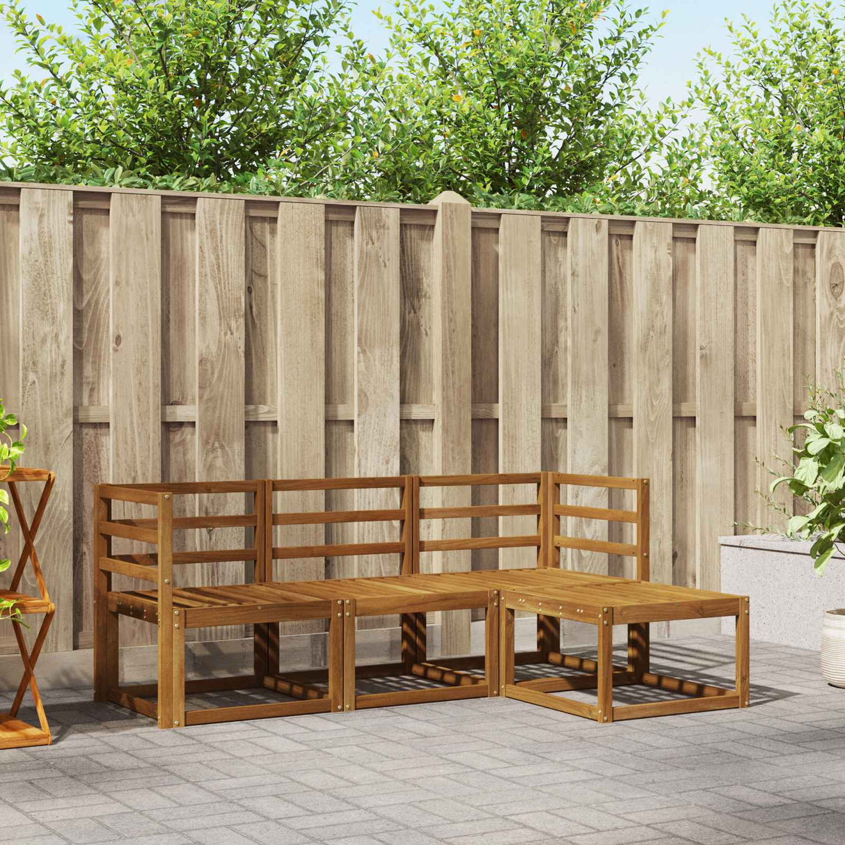 vidaXL Buiten bank set 4 pcs Naturel