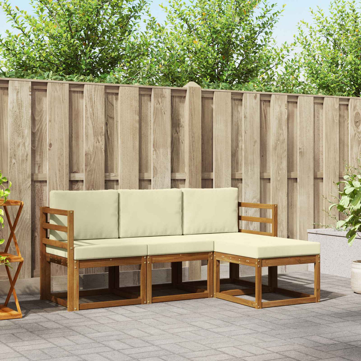 vidaXL Buiten bank set 4 pcs Naturel