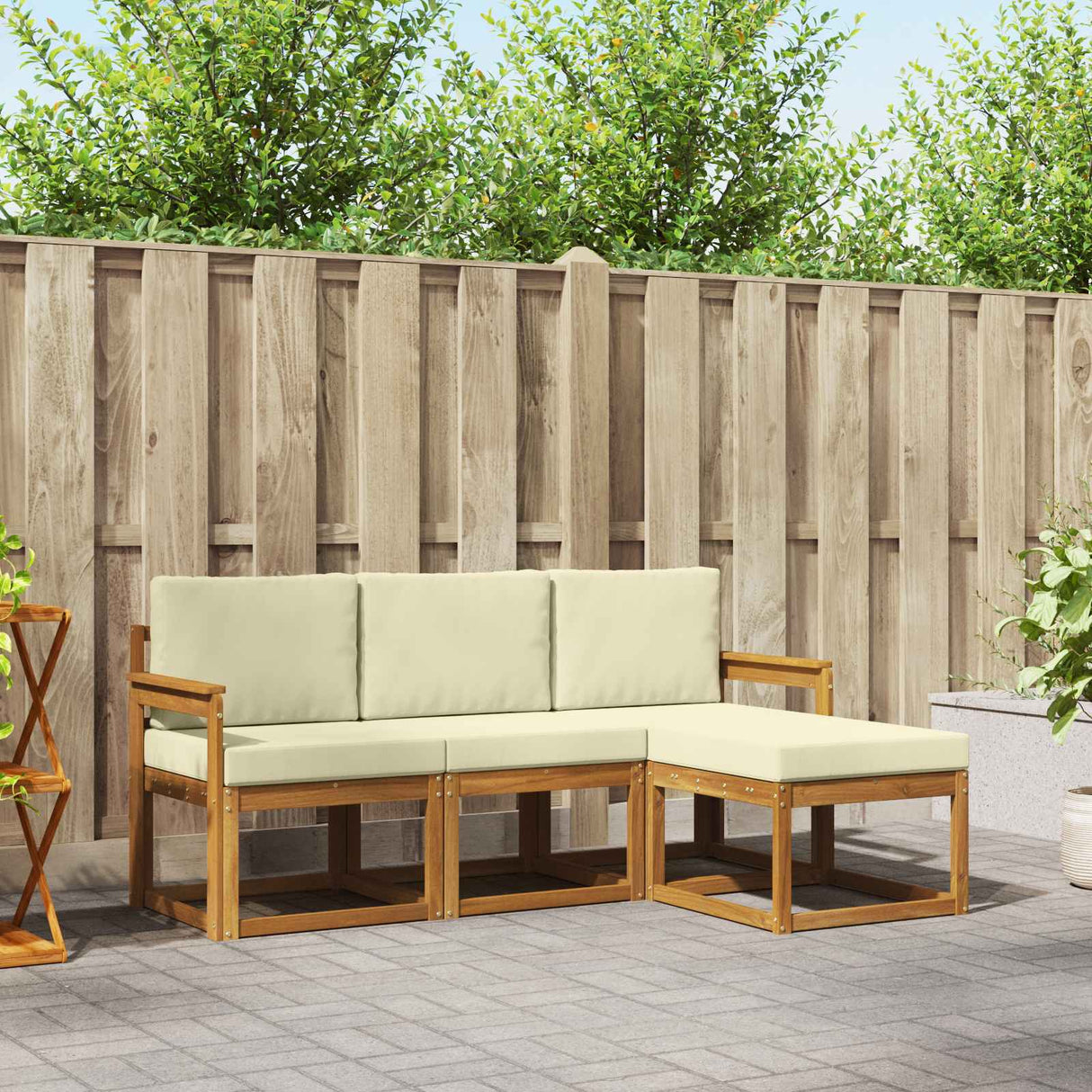 vidaXL Buiten bank set 4 pcs Naturel