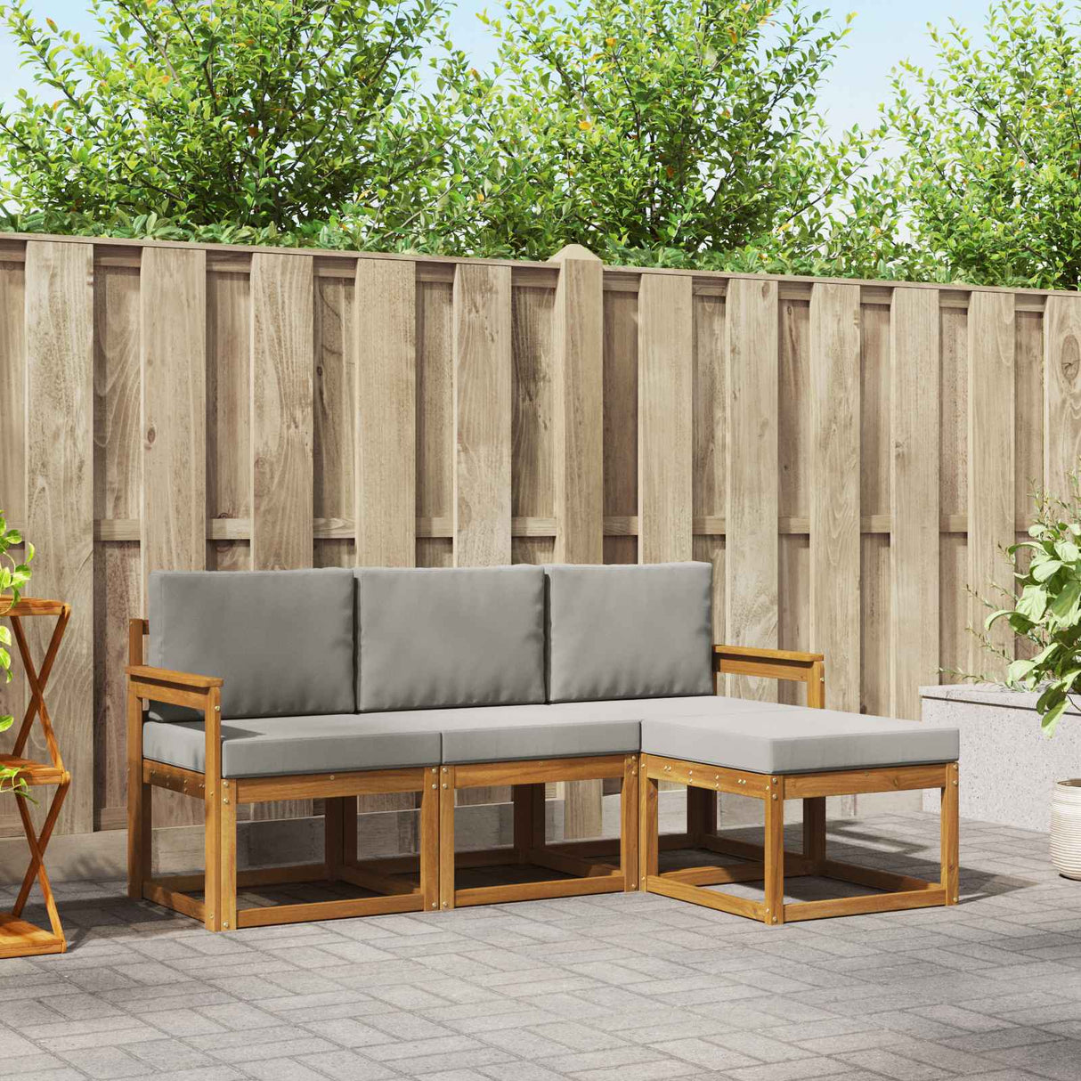 vidaXL Buiten bank set 4 pcs Naturel