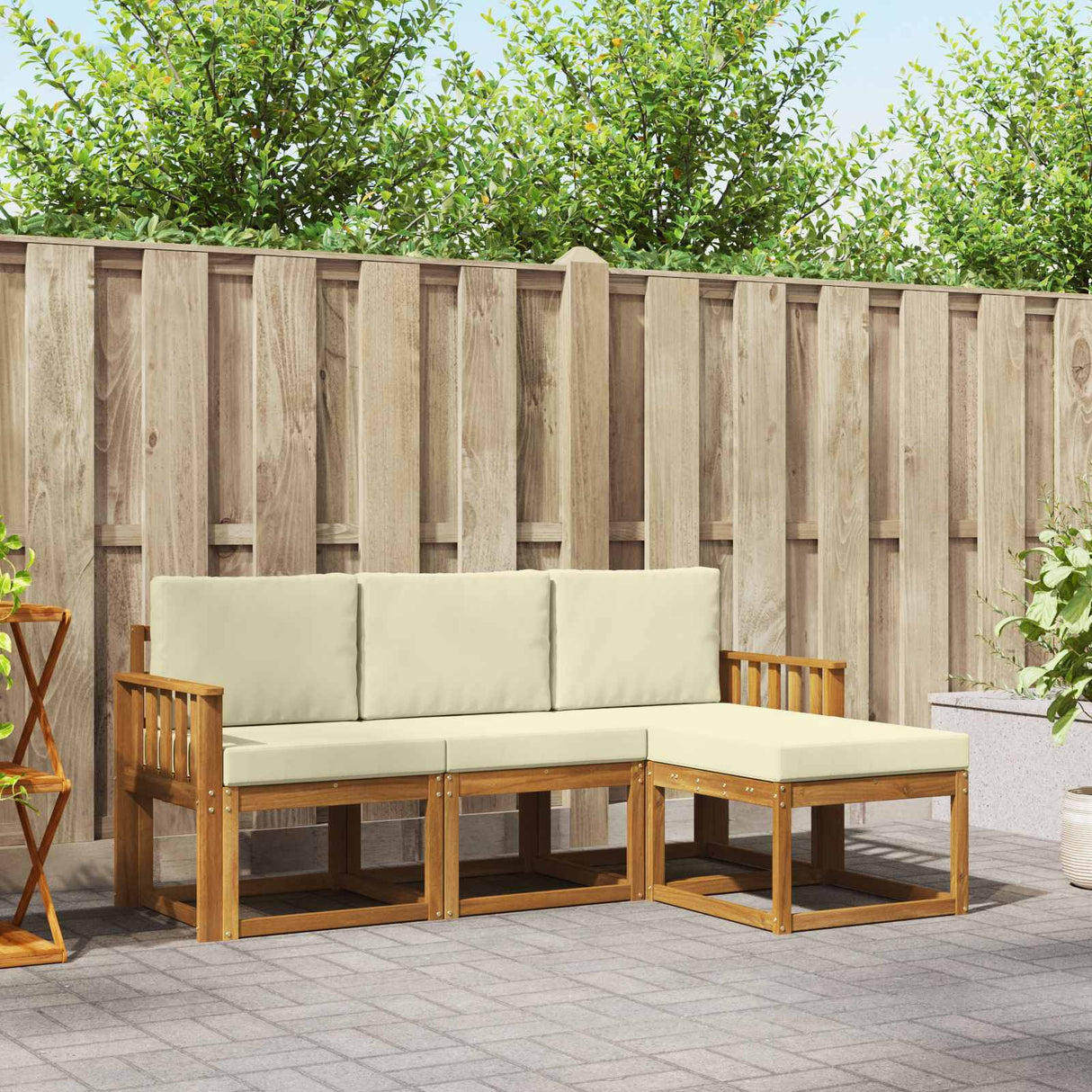 vidaXL Buiten bank set 4 pcs Naturel