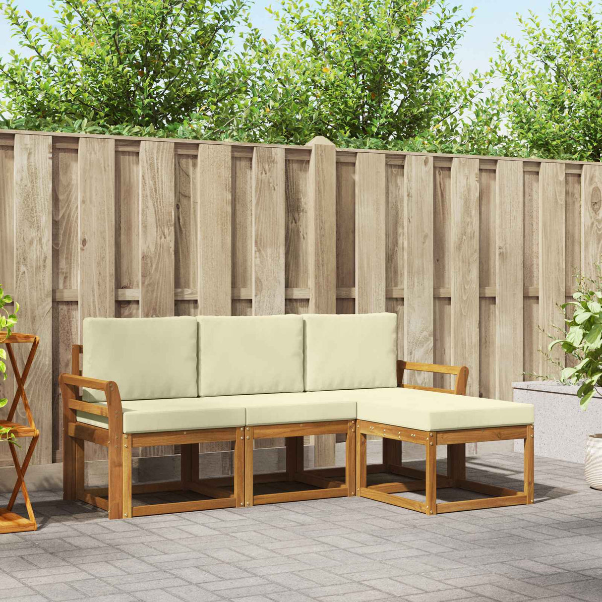 vidaXL Buiten bank set 4 pcs Naturel