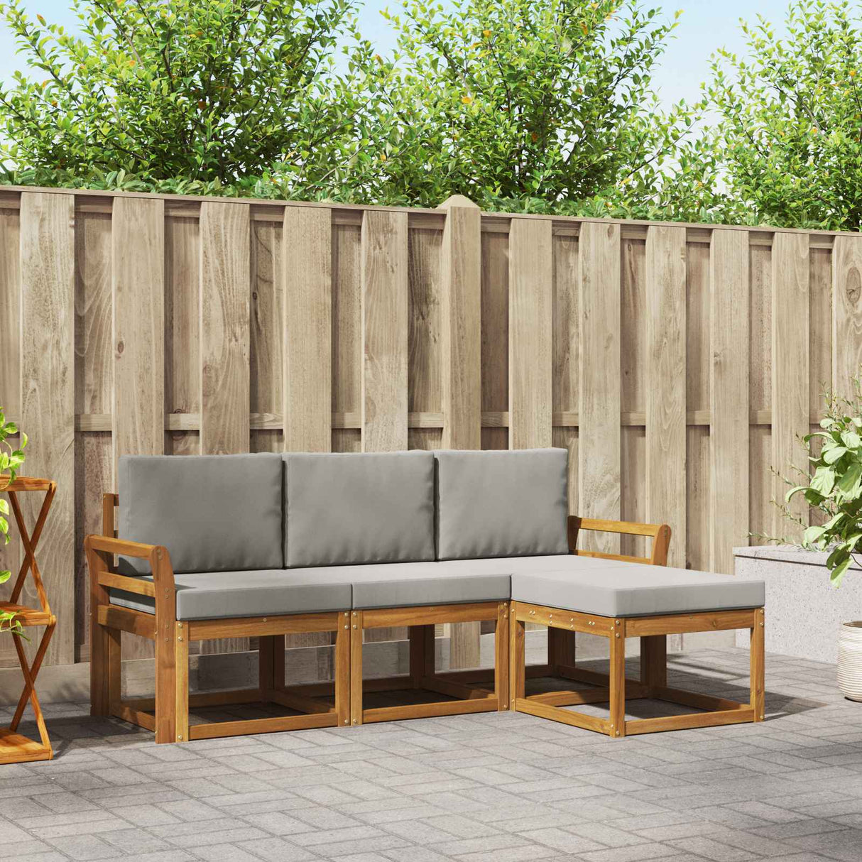 vidaXL Buiten bank set 4 pcs Naturel