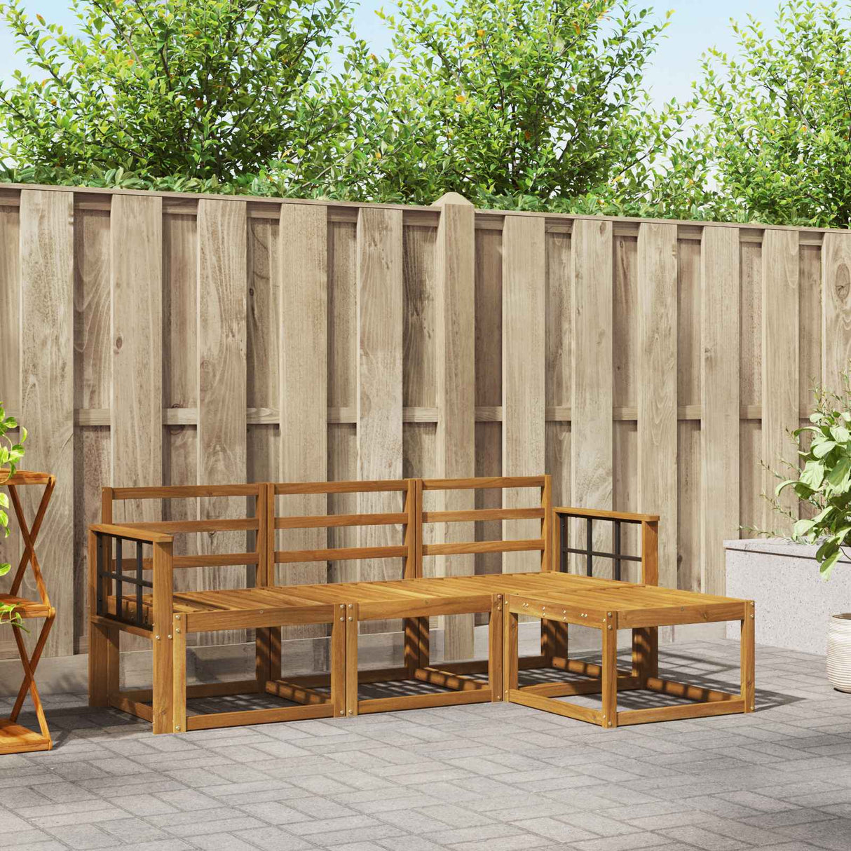 vidaXL Buiten bank set 4 pcs Naturel