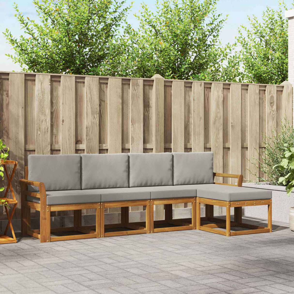 vidaXL Buiten bank set 5 pcs Naturel Massief Acacia Hout