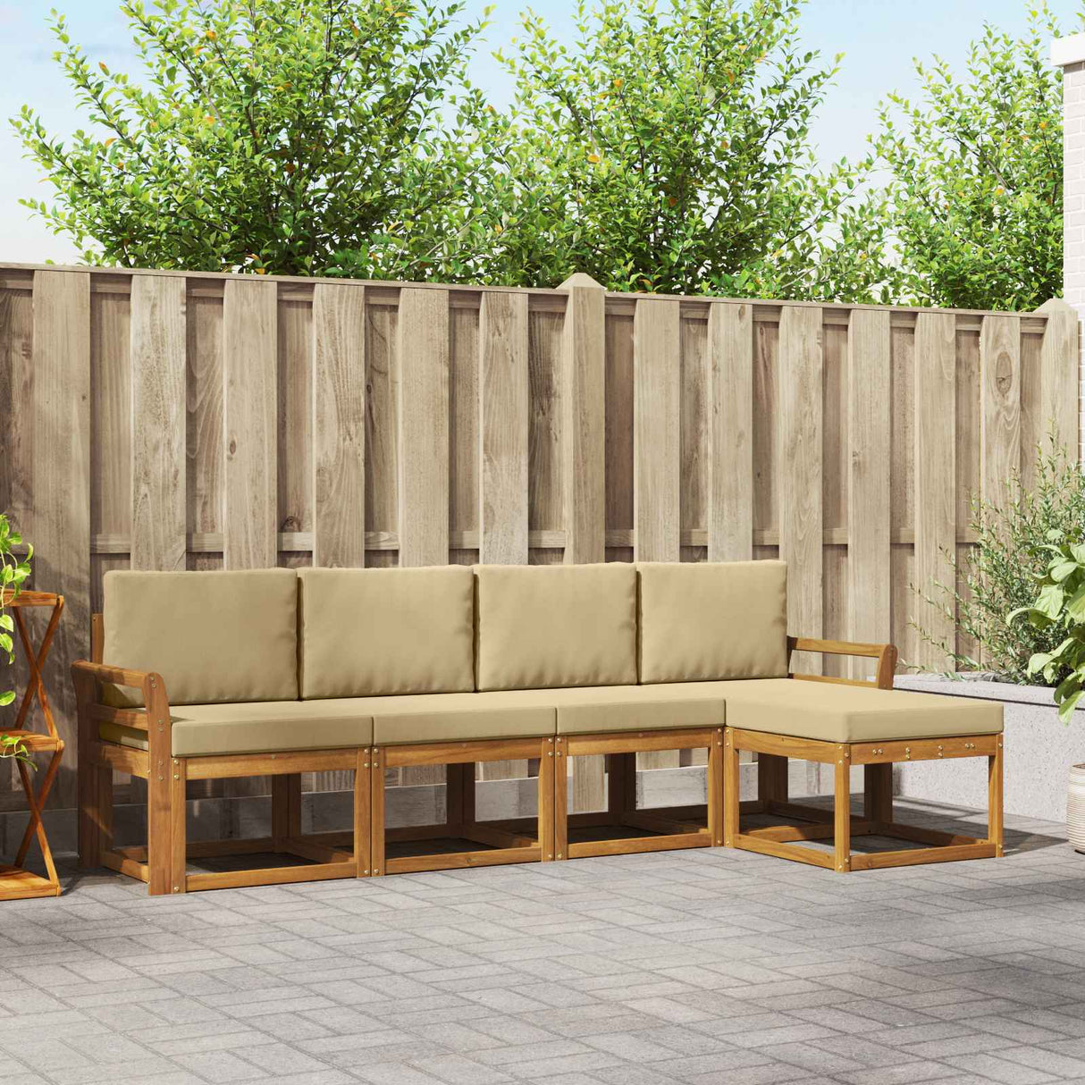 vidaXL Buiten bank set 5 pcs Naturel Massief Acacia Hout