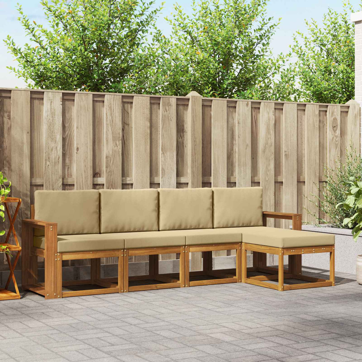 vidaXL Buiten bank set 5 pcs Naturel Massief Acacia Hout