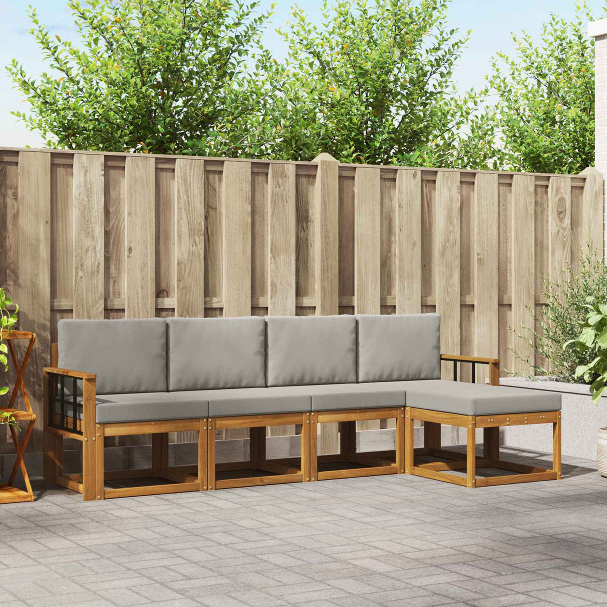 vidaXL Buiten bank set 5 pcs Naturel Massief Acacia Hout