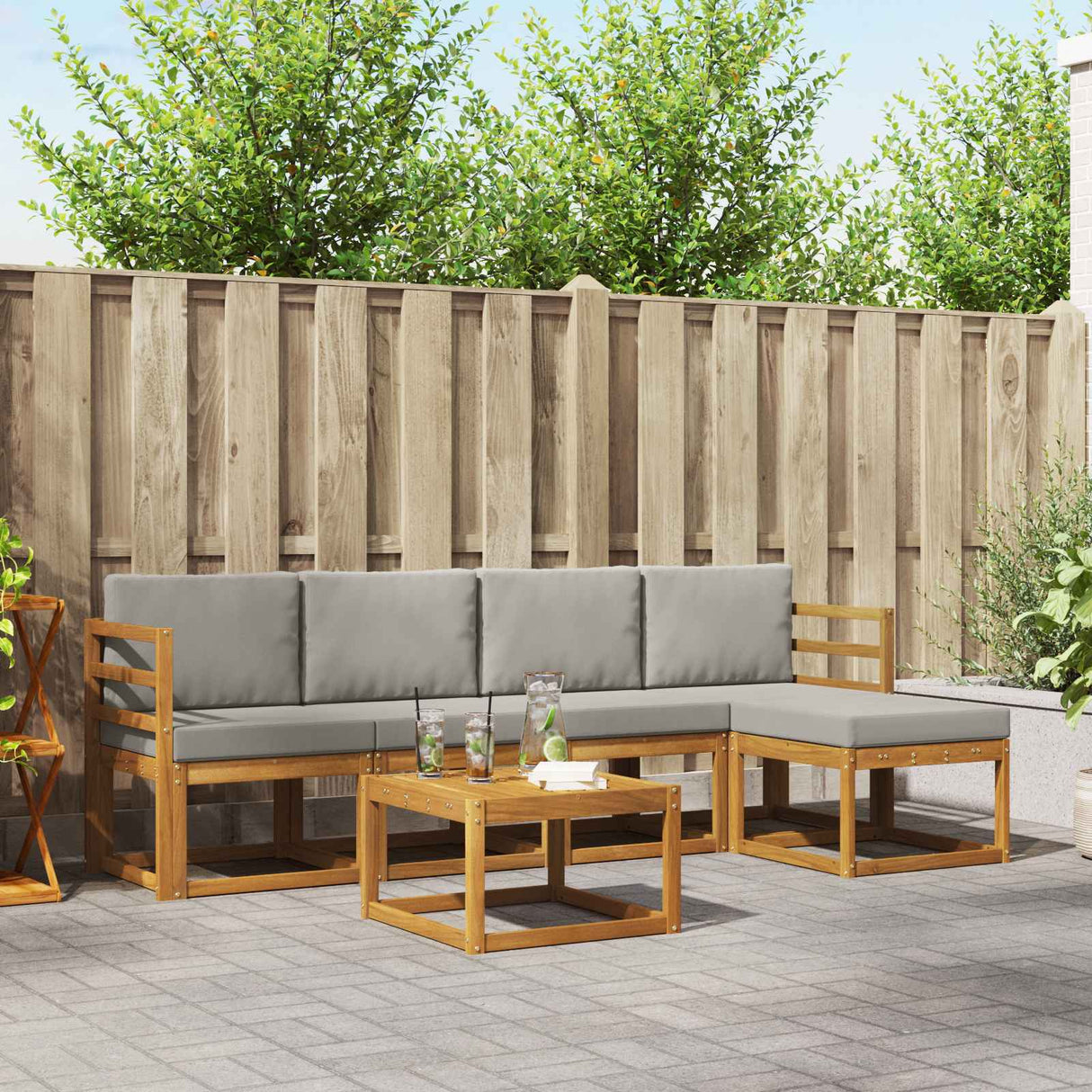 vidaXL Outdoor Sofa Set 6 pcs Natural Solid Acacia Wood