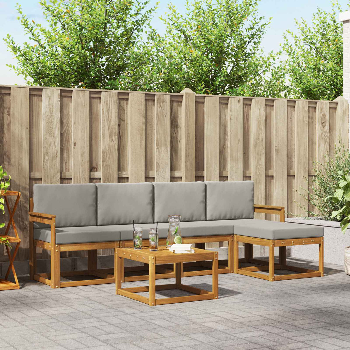 vidaXL Outdoor Sofa Set 6 pcs Natural Solid Acacia Wood