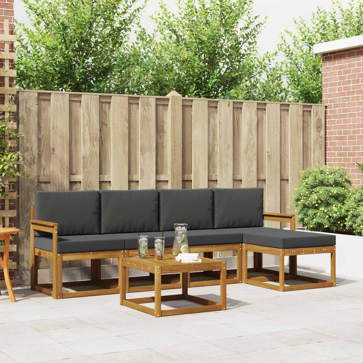 vidaXL Outdoor Sofa Set 6 pcs Natural Solid Acacia Wood