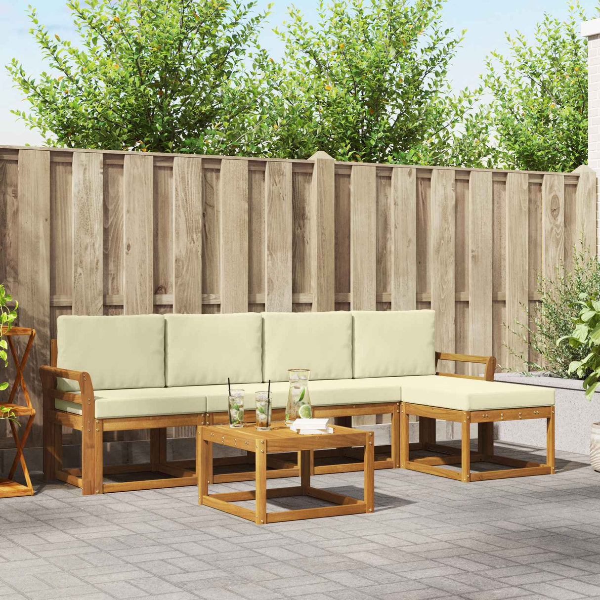 vidaXL Outdoor Sofa Set 6 pcs Natural Solid Acacia Wood