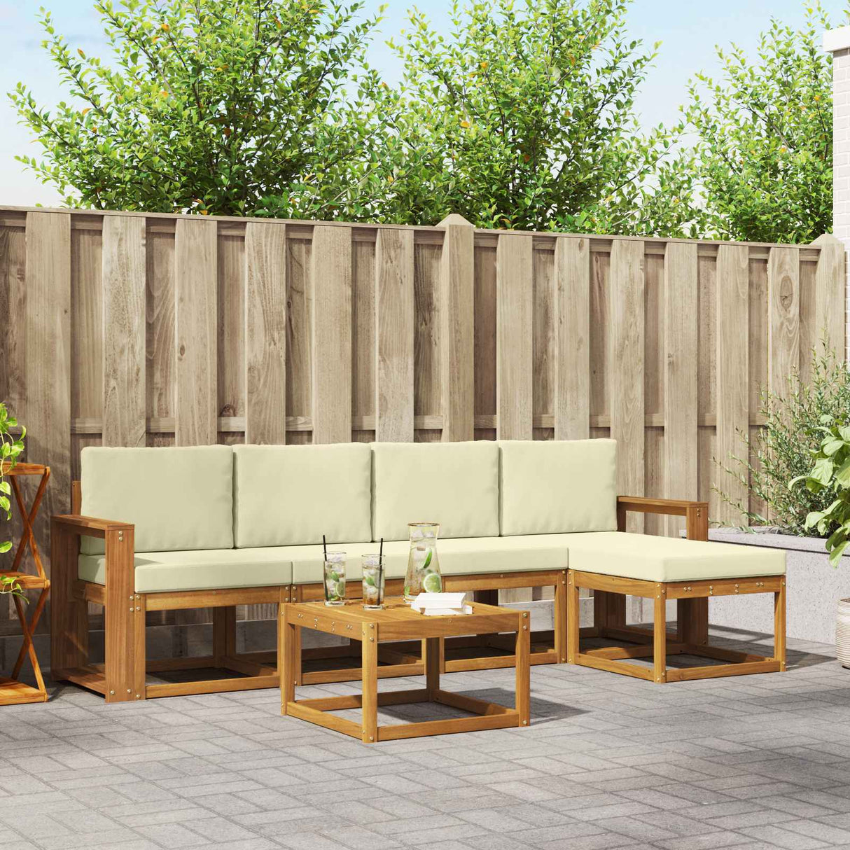 vidaXL Outdoor Sofa Set 6 pcs Natural Solid Acacia Wood