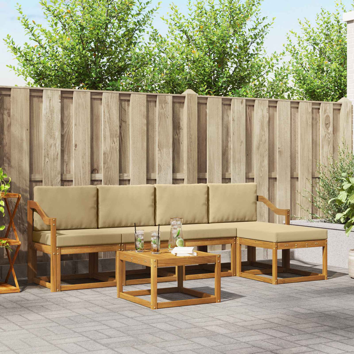 vidaXL Outdoor Sofa Set 6 pcs Natural Solid Acacia Wood