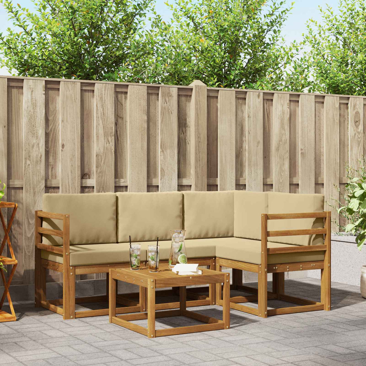 vidaXL Outdoor Sofa Set 5 pcs Natural Solid Acacia Wood