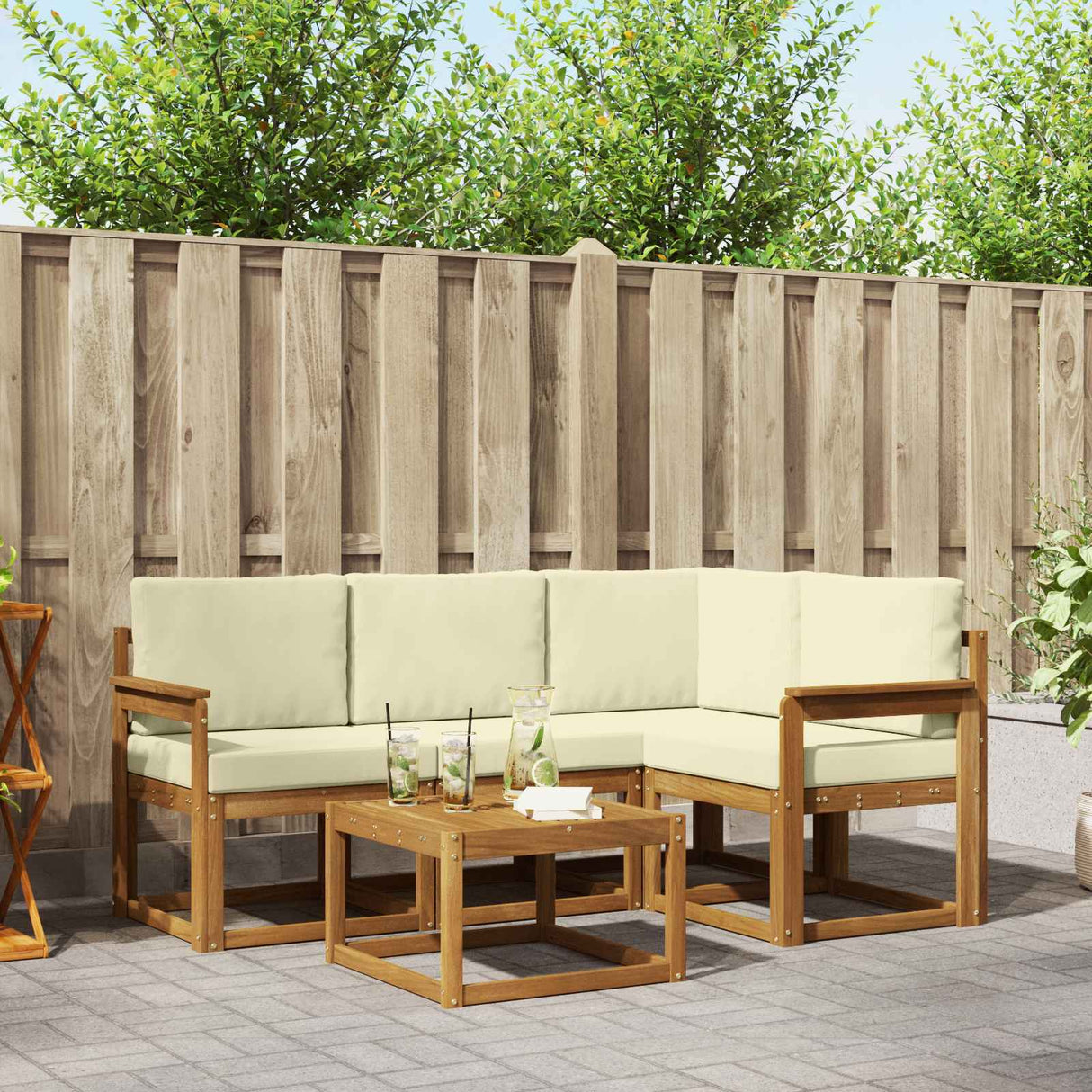 vidaXL Outdoor Sofa Set 5 pcs Natural Solid Acacia Wood