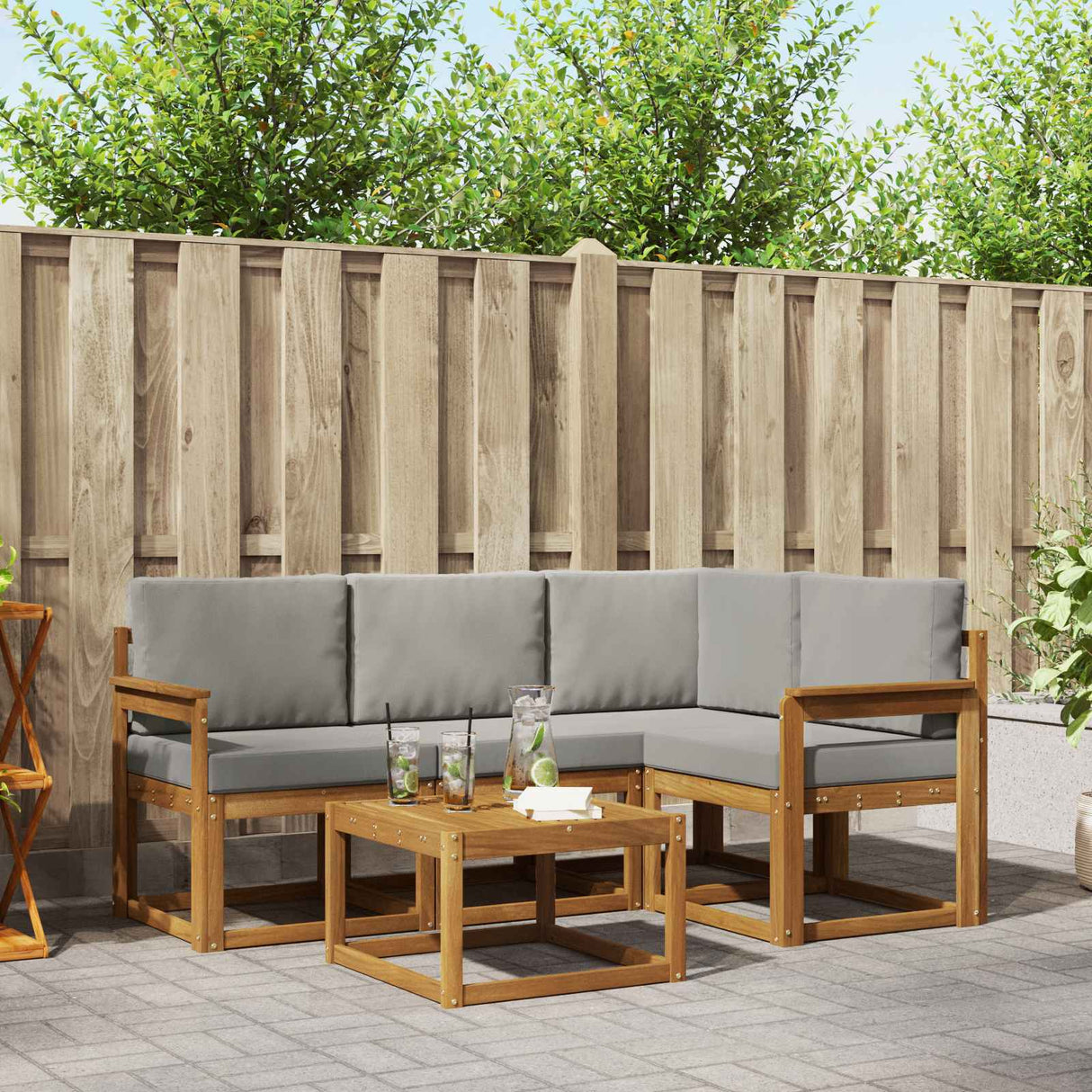 vidaXL Outdoor Sofa Set 5 pcs Natural Solid Acacia Wood