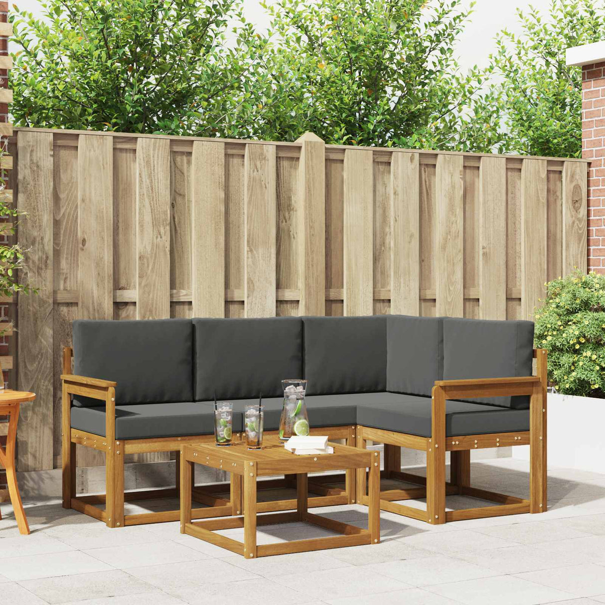 vidaXL Outdoor Sofa Set 5 pcs Natural Solid Acacia Wood