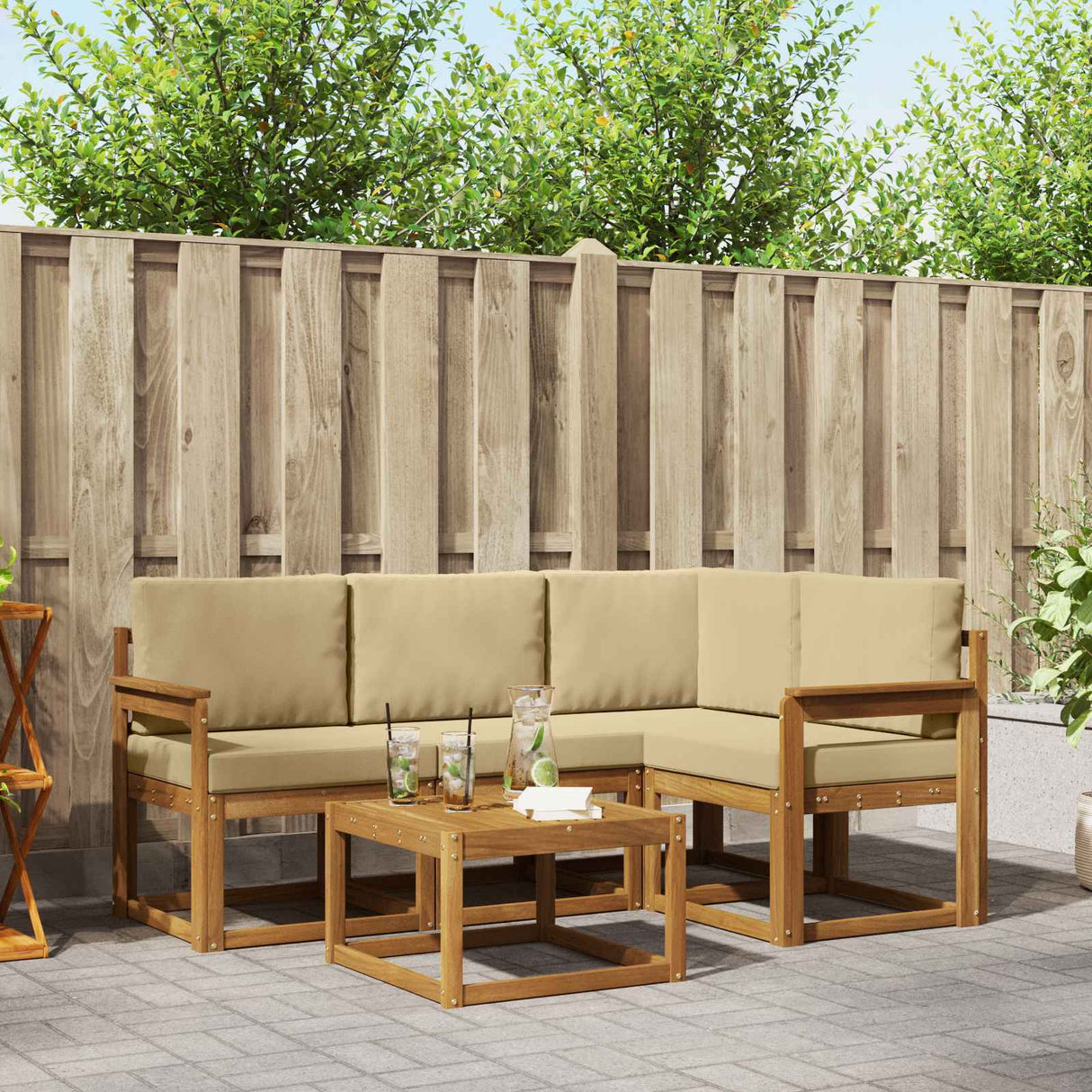 vidaXL Outdoor Sofa Set 5 pcs Natural Solid Acacia Wood