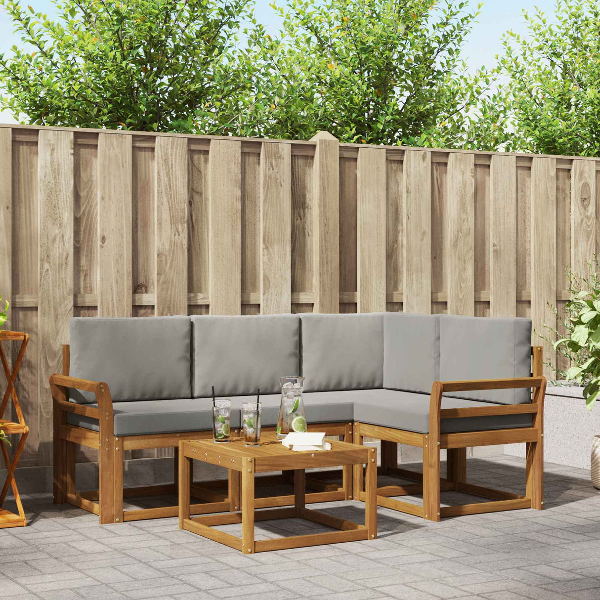 vidaXL Outdoor Sofa Set 5 pcs Natural Solid Acacia Wood