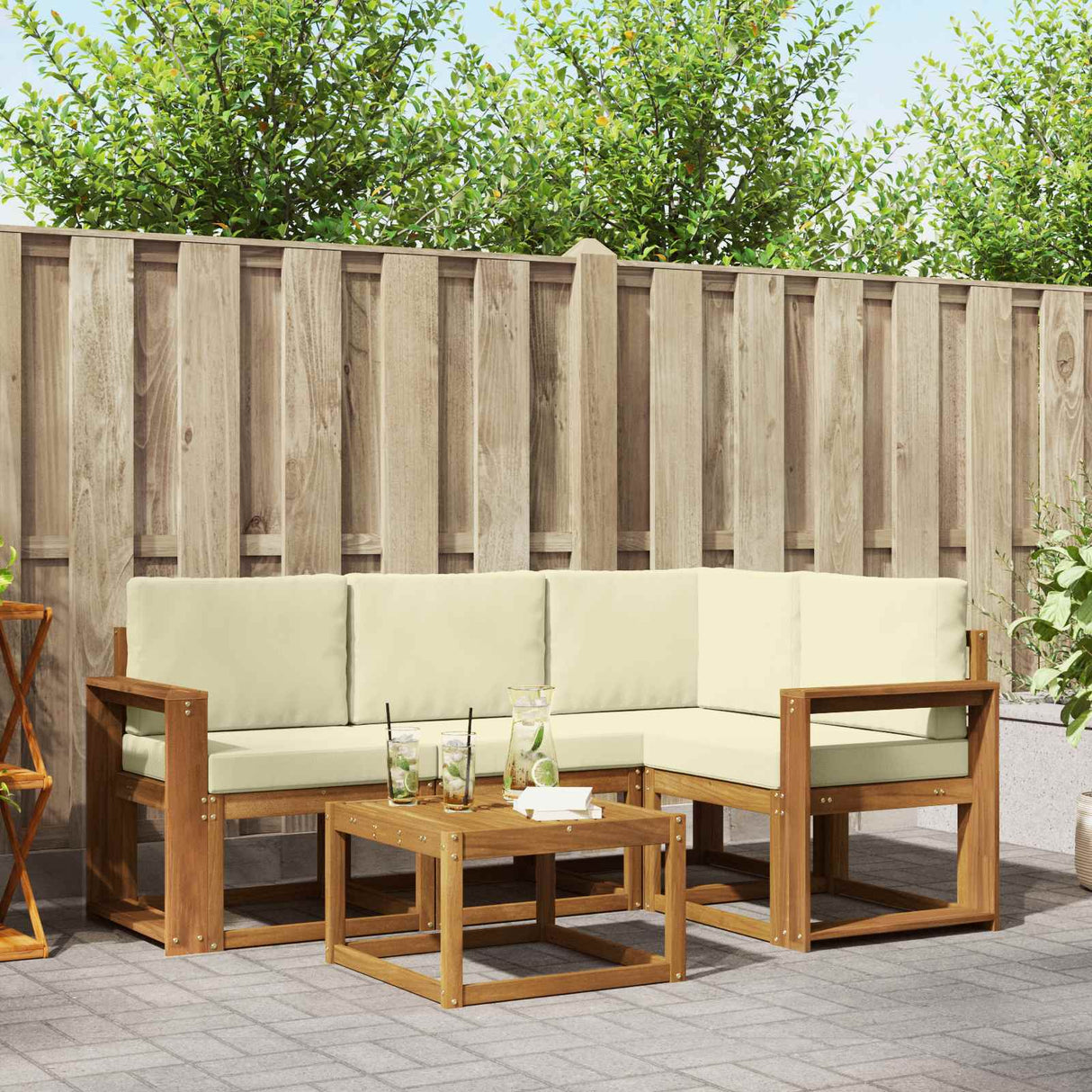 vidaXL Outdoor Sofa Set 5 pcs Natural Solid Acacia Wood