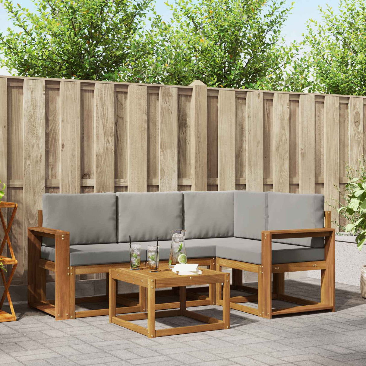 vidaXL Outdoor Sofa Set 5 pcs Natural Solid Acacia Wood