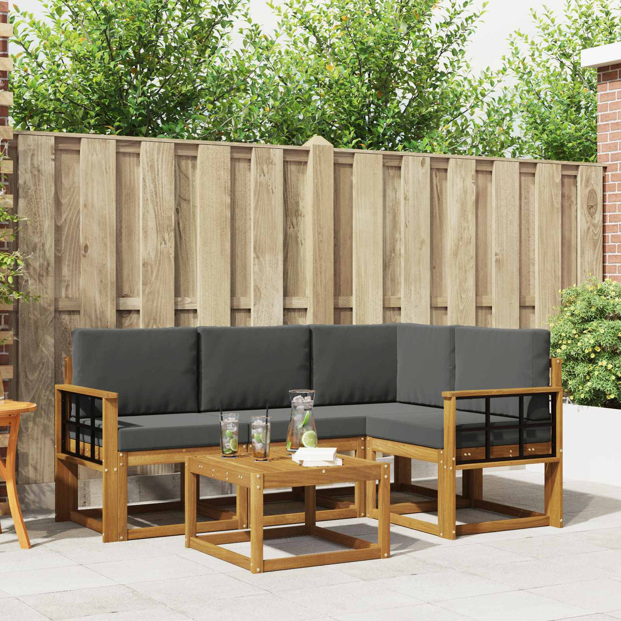 vidaXL Outdoor Sofa Set 5 pcs Natural Solid Acacia Wood