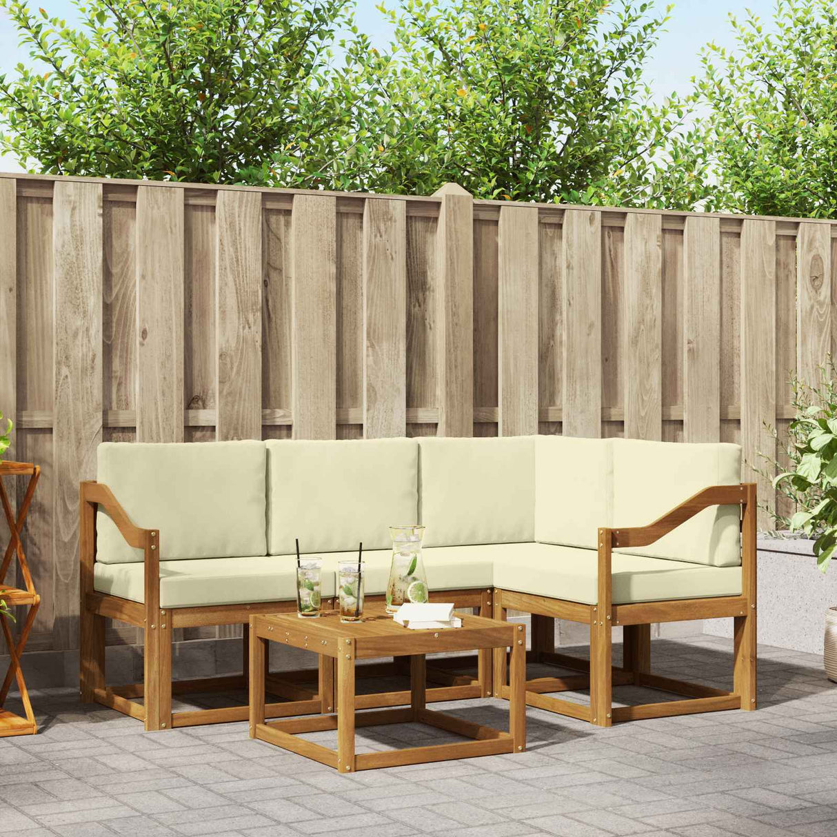 vidaXL Outdoor Sofa Set 5 pcs Natural Solid Acacia Wood
