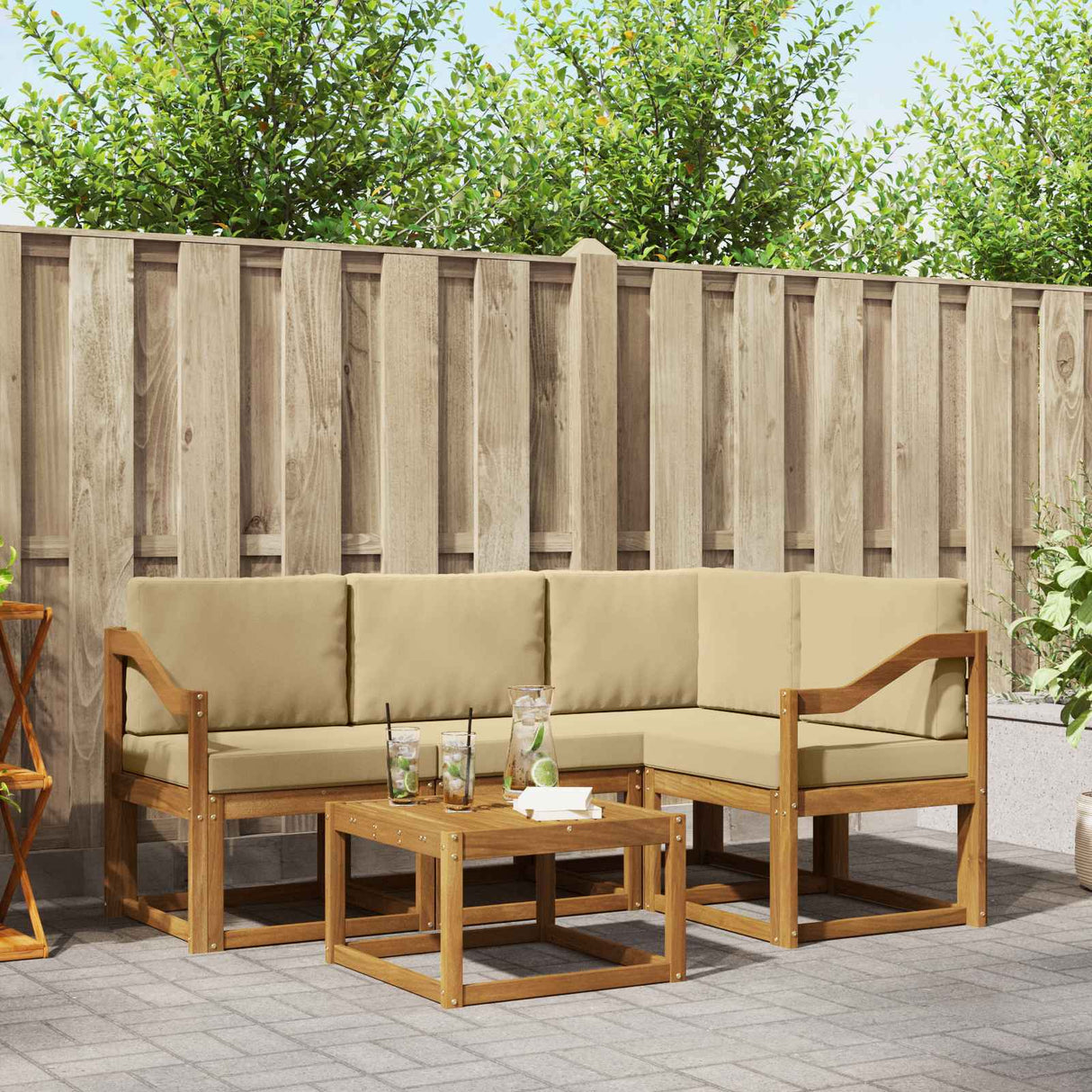 vidaXL Outdoor Sofa Set 5 pcs Natural Solid Acacia Wood