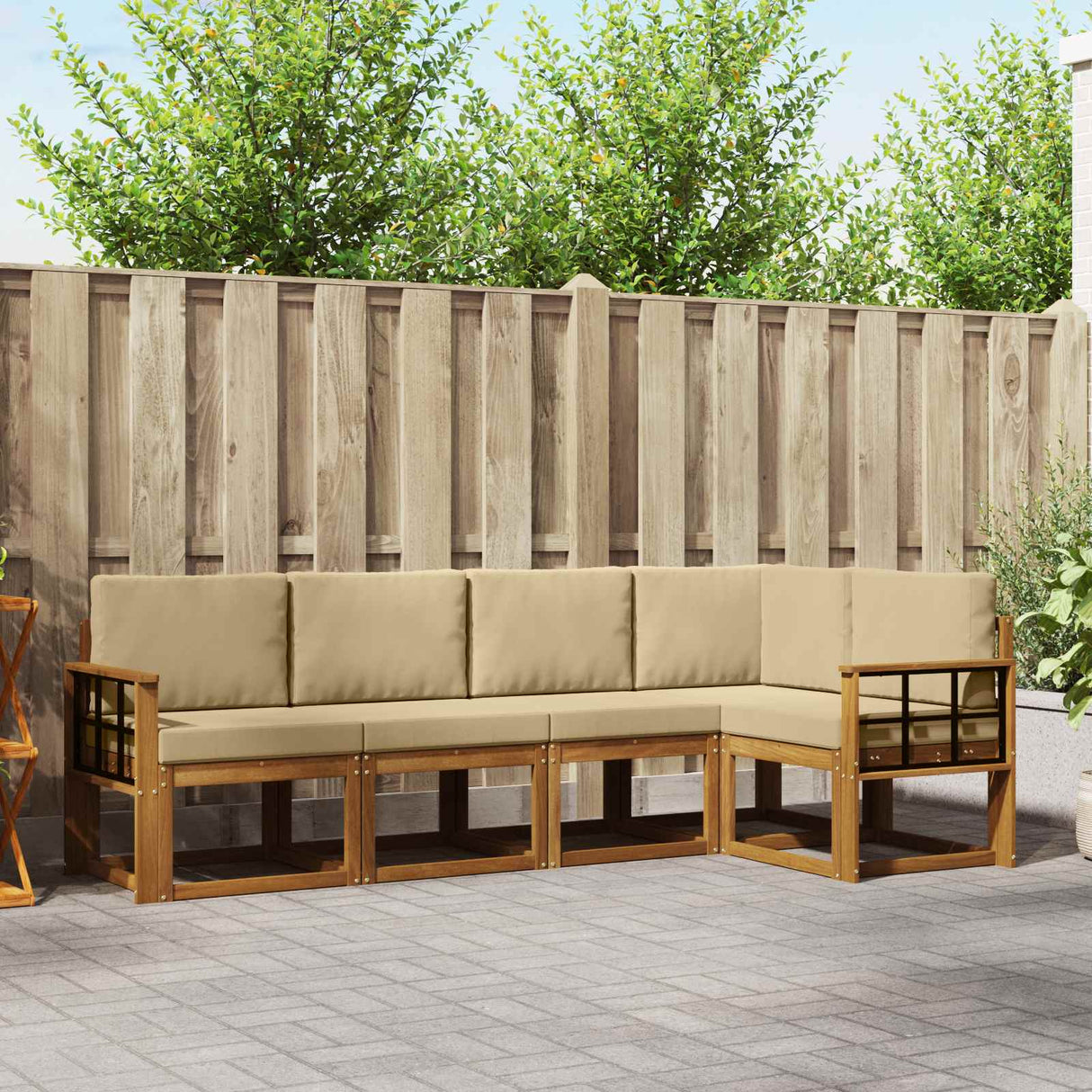 vidaXL Sofa Set 5 Pieces Natural