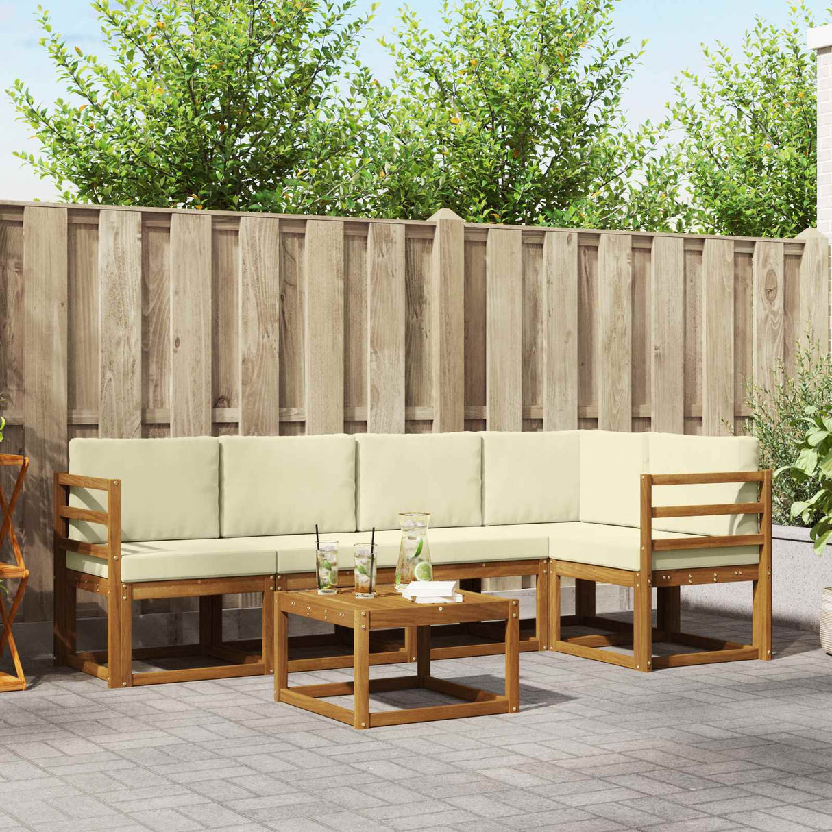 vidaXL Bankstel 6 pcs Naturel Massief Acacia Hout