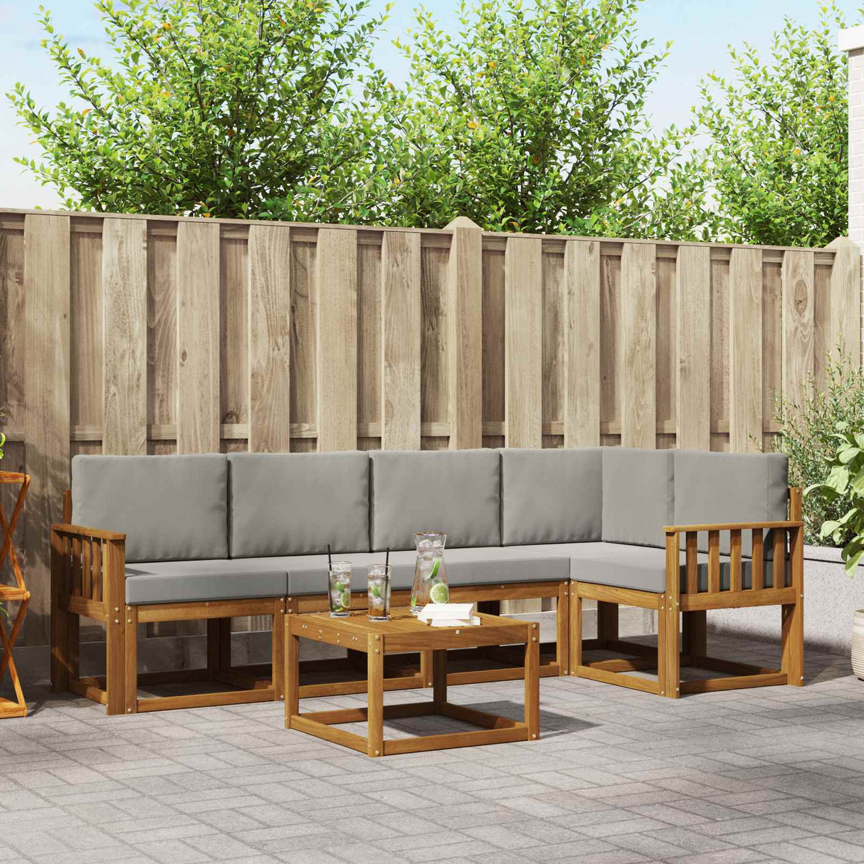 vidaXL Bankstel 6 pcs Naturel Massief Acacia Hout