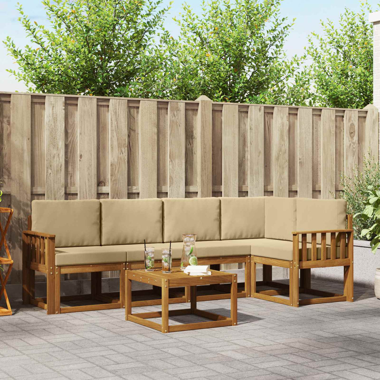 vidaXL Bankstel 6 pcs Naturel Massief Acacia Hout