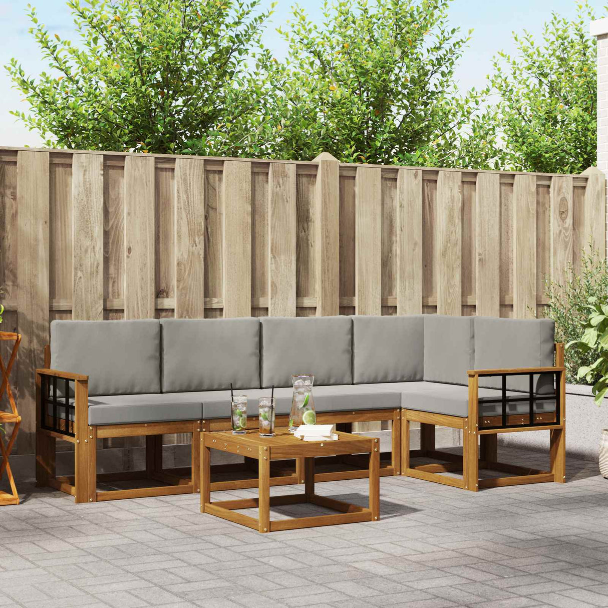 vidaXL Bankstel 6 pcs Naturel Massief Acacia Hout