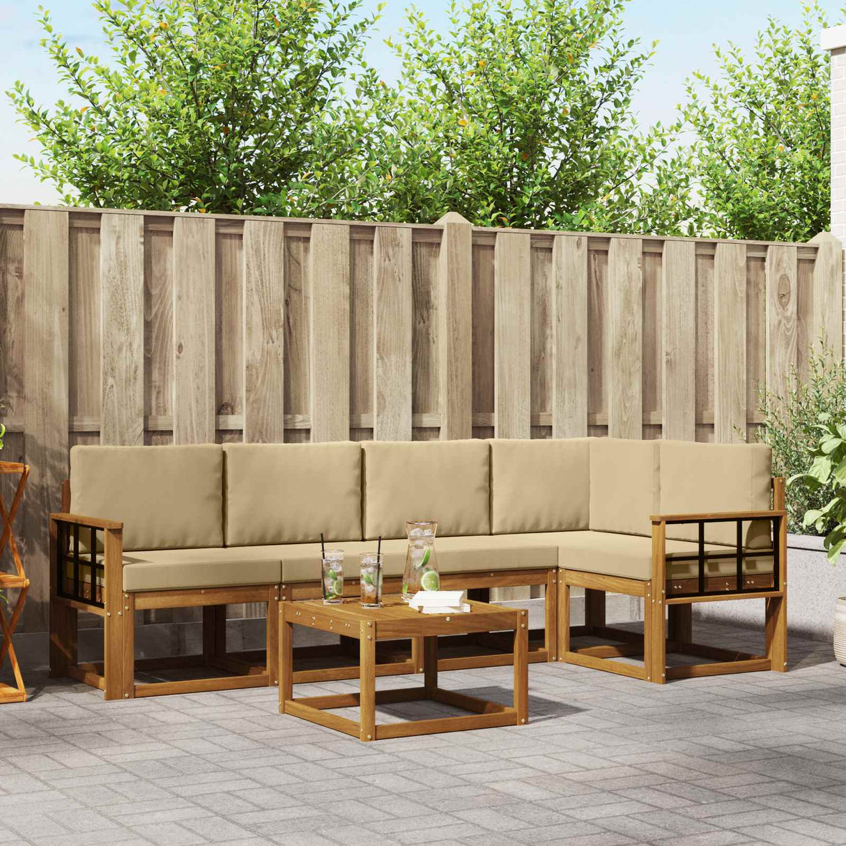vidaXL Bankstel 6 pcs Naturel Massief Acacia Hout