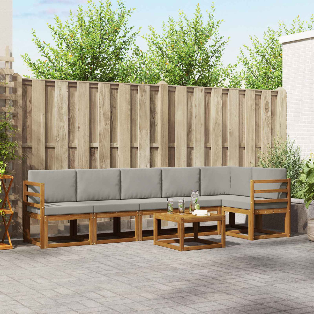 vidaXL Outdoor Sofa Set 7 pcs Natural Solid Acacia Wood