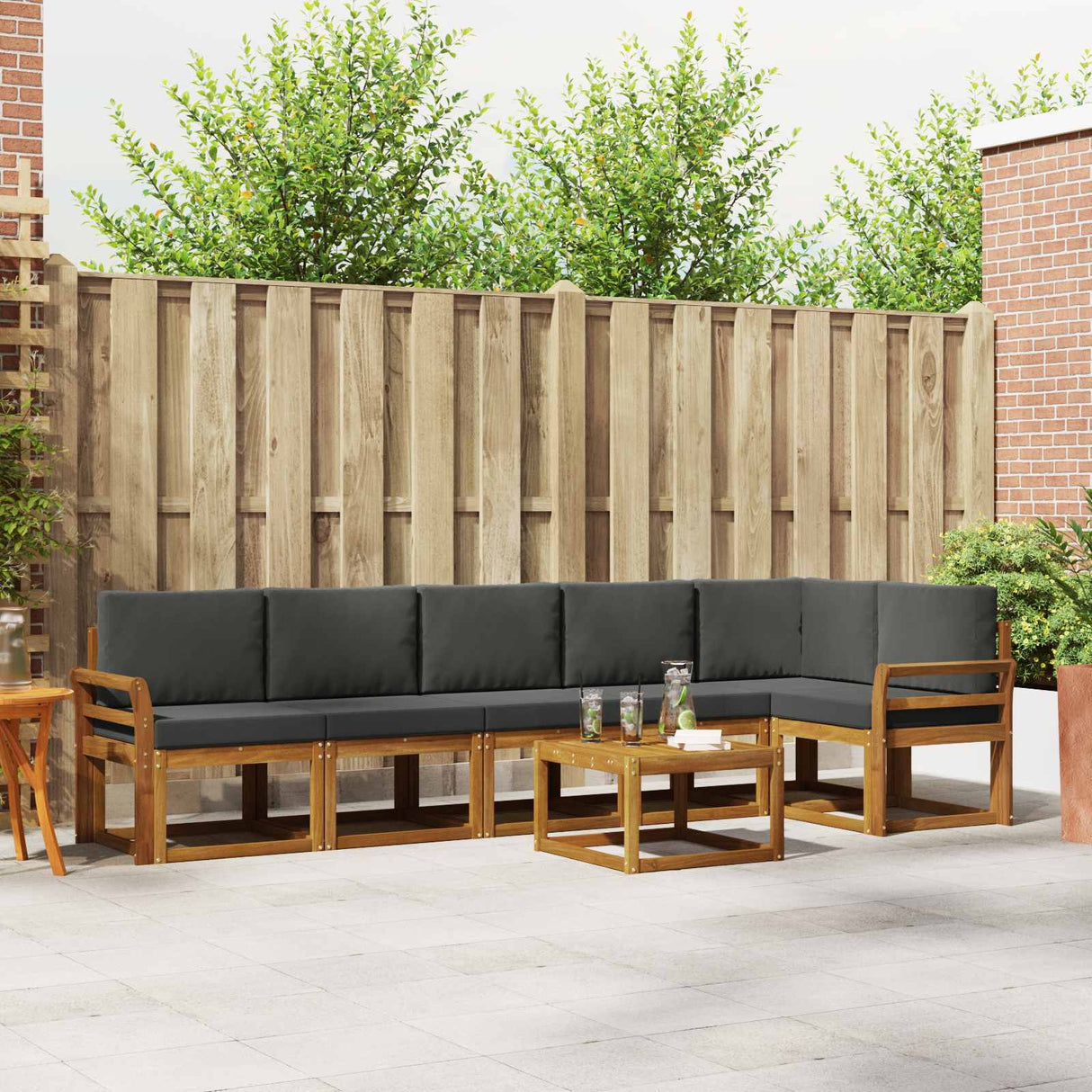 vidaXL Outdoor Sofa Set 7 pcs Natural Solid Acacia Wood
