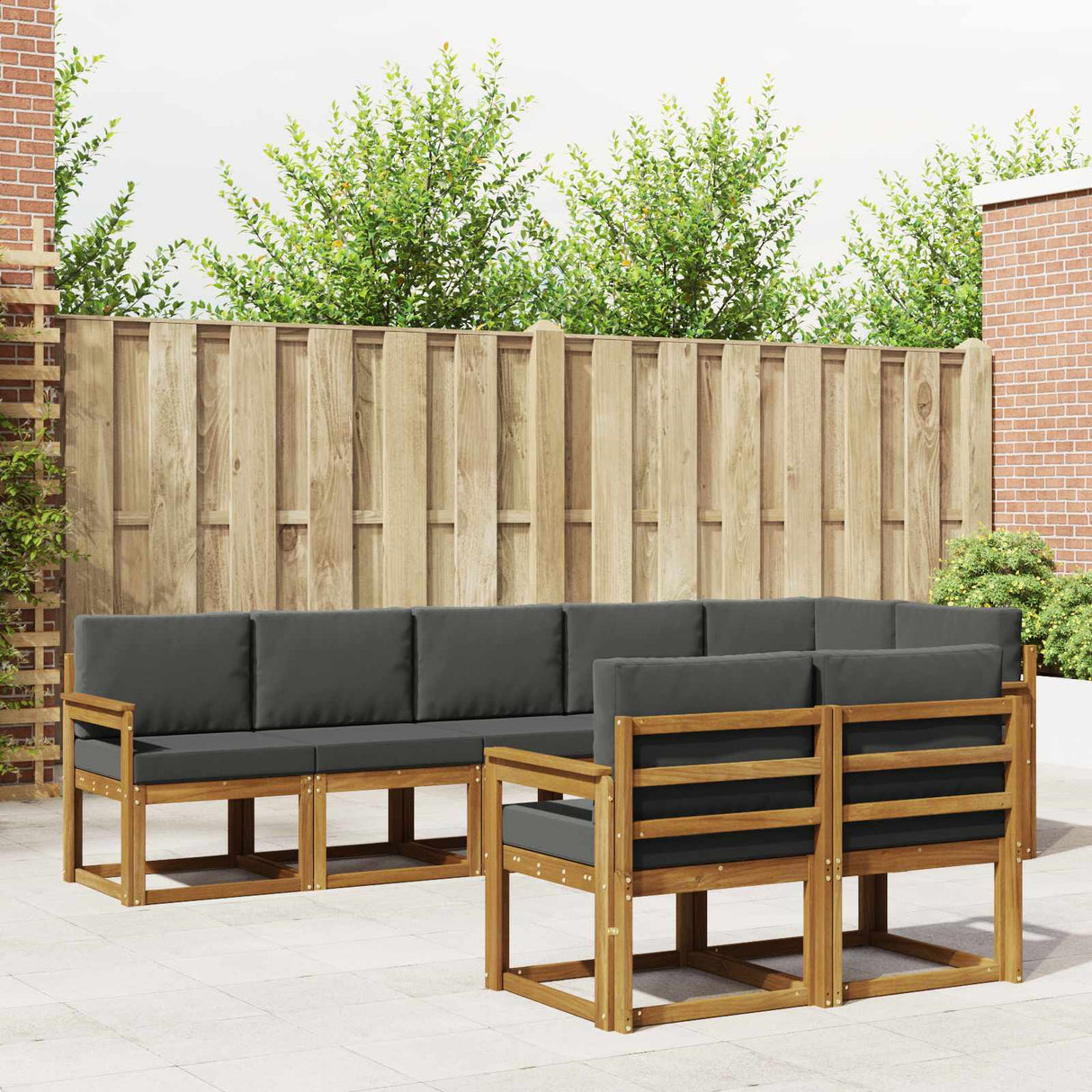 vidaXL Buiten bank set met kussen 8 pcs Natuurlijk en Crème