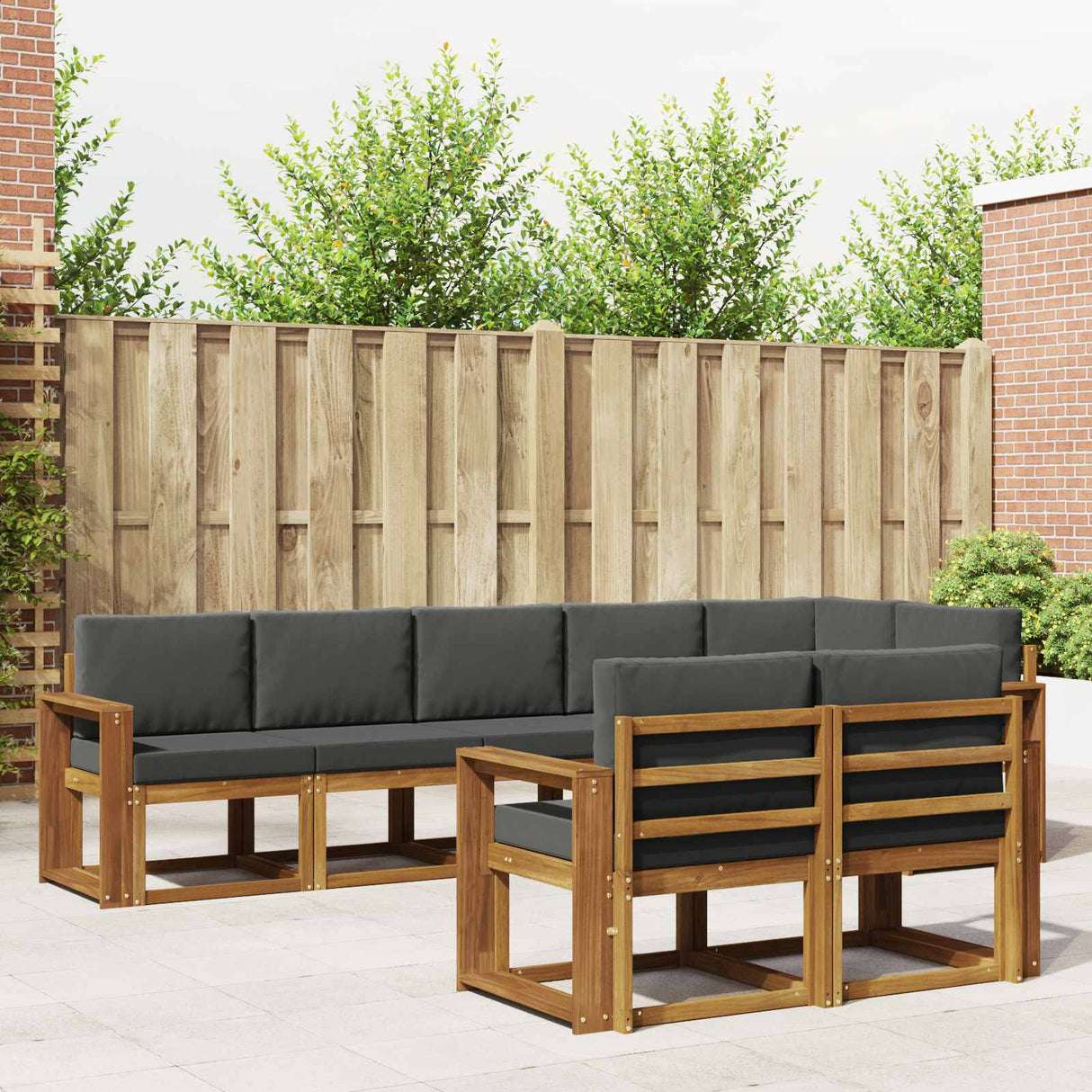 vidaXL Buiten bank set met kussen 8 pcs Natuurlijk en Crème