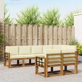 vidaXL Buiten bank set met kussen 8 pcs Natuurlijk en Crème