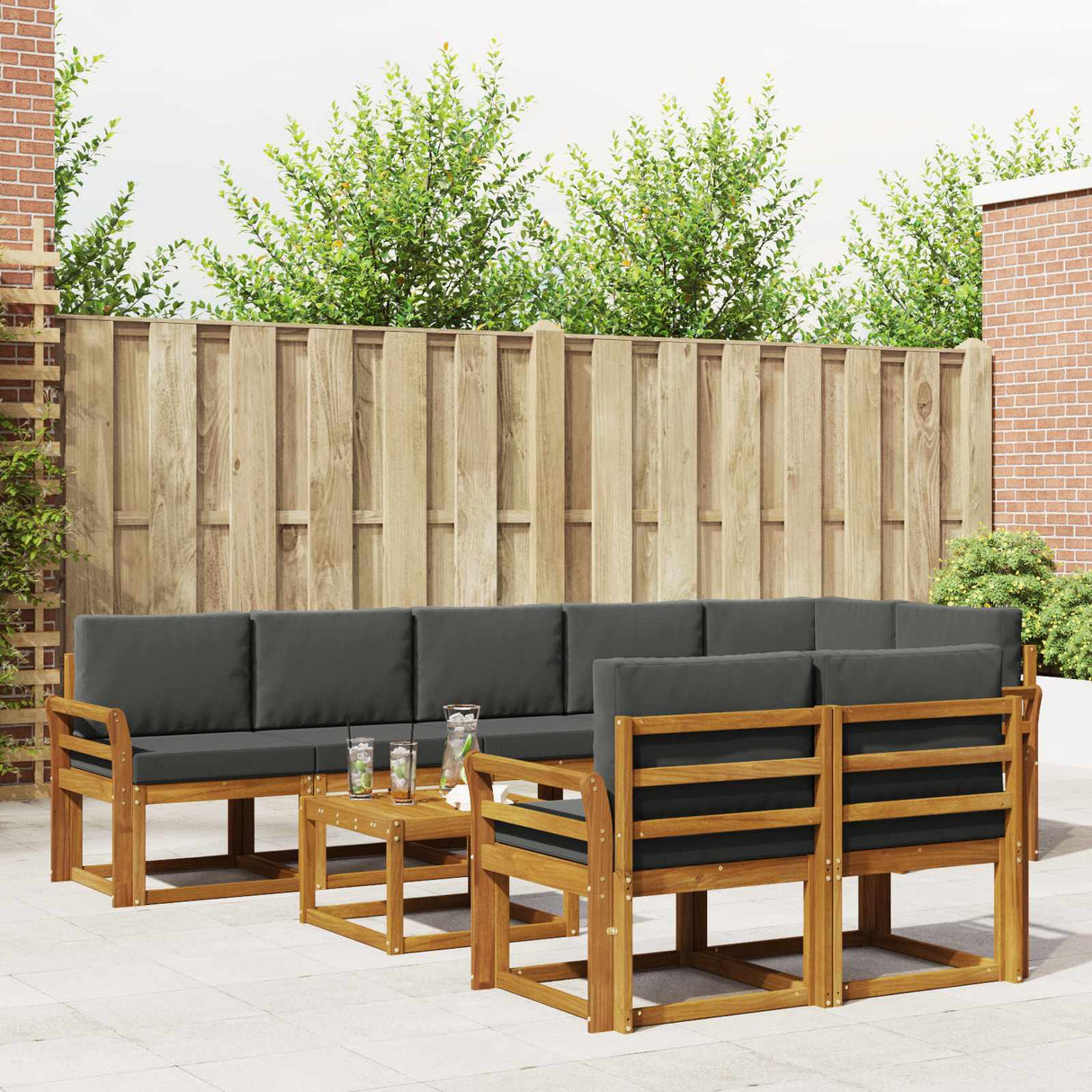 vidaXL Buiten bank set 9 pcs Naturel Massief Acacia Hout