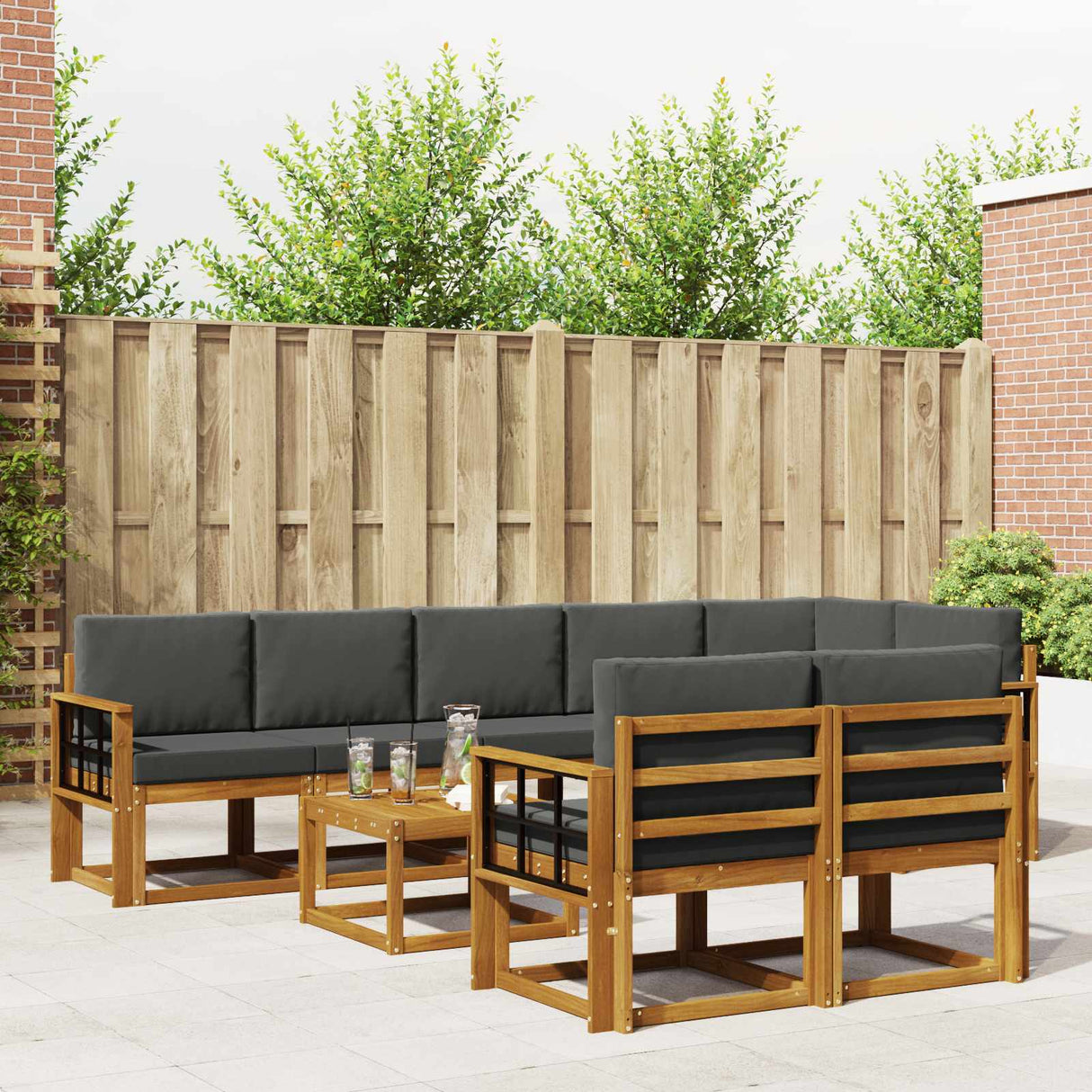 vidaXL Buiten bank set 9 pcs Naturel Massief Acacia Hout