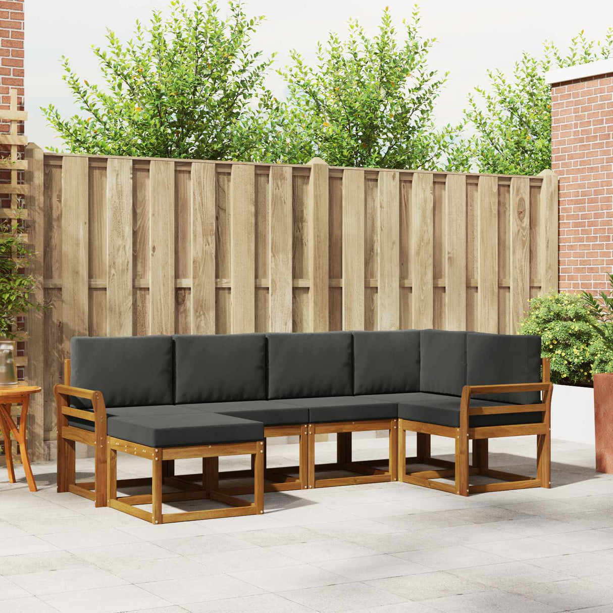 vidaXL Bankstel 6 pcs Naturel