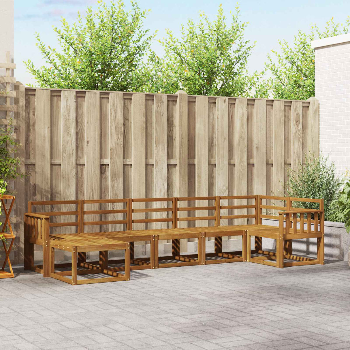 vidaXL Outdoor Sofa Set 7 pcs Natural Solid Acacia Wood