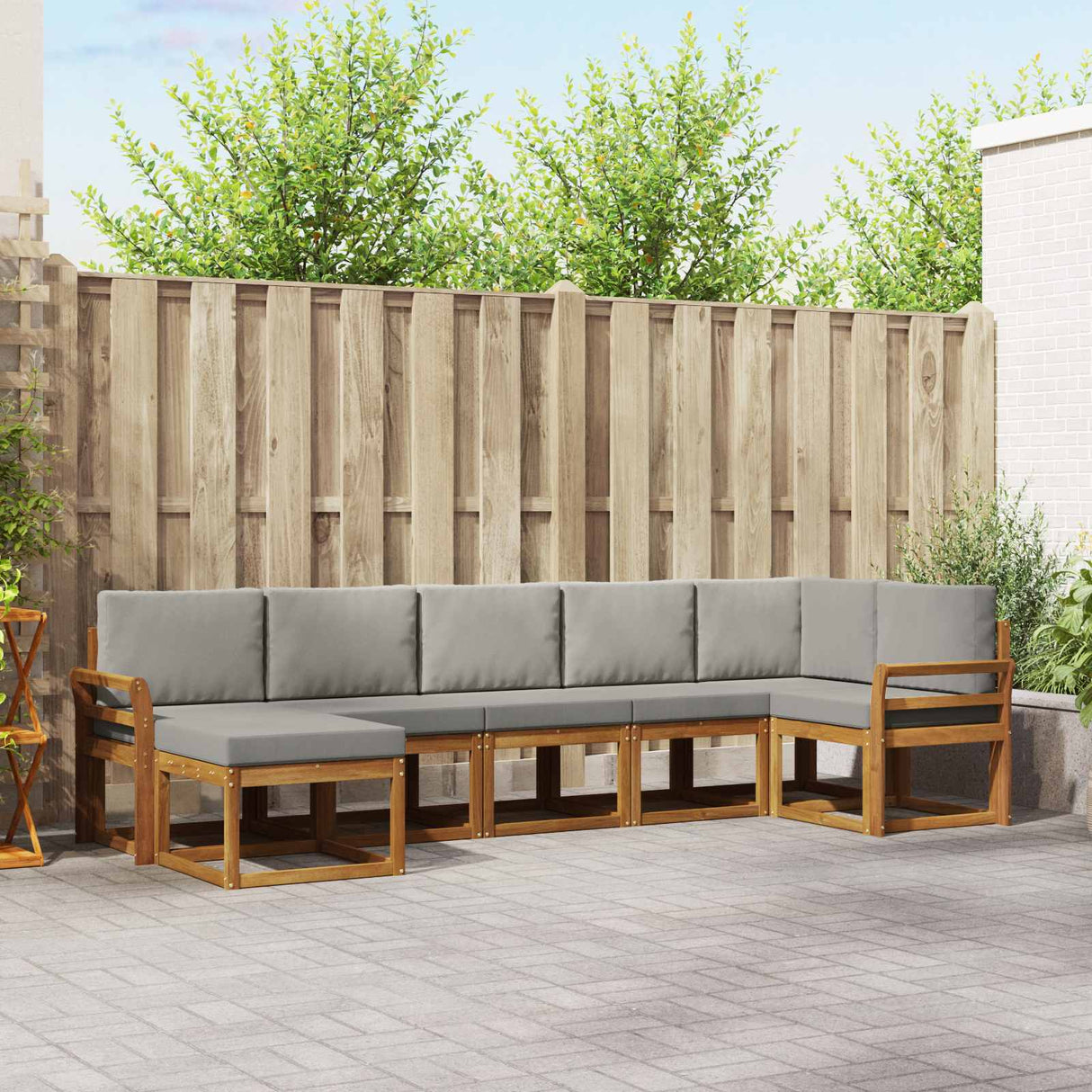 vidaXL Outdoor Sofa Set 7 pcs Natural Solid Acacia Wood