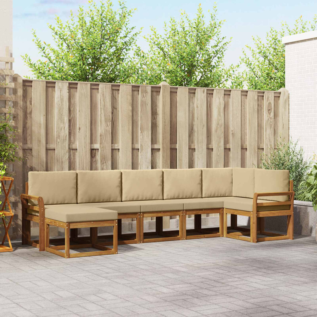 vidaXL Outdoor Sofa Set 7 pcs Natural Solid Acacia Wood
